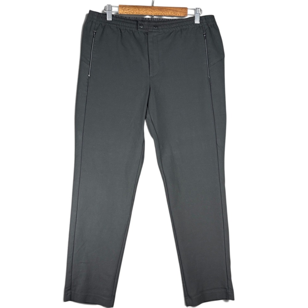 Paskho Technical Travel Pants Trousers Mens L Black Zippered Pockets Made in USA